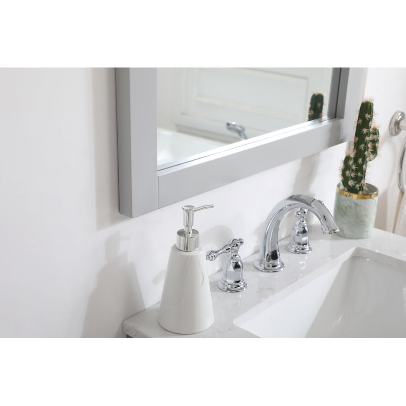 Metcalfe Solid And Engineered Wood Flat Wall Mirror, 32" x 24" , Grey
