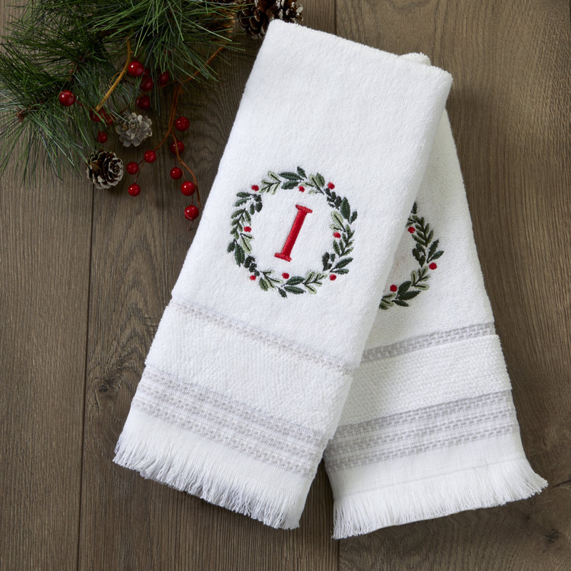 WREATH MONOGRAM I EMB HAND-WHT