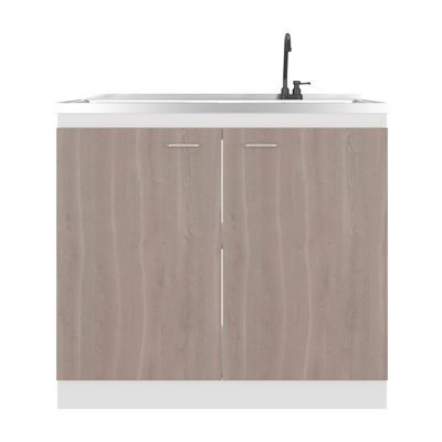 Modern Kitchen Storage In White And Grey, 2 - Door 3 Shelf Design, Particle Board , 35.4 Inches High For Grey Cabinet, Configuration, Shelves, Quality 39.4 Long Items