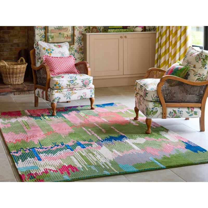 Wilderness Hand Tufted Wool/Viscose Abstract Area Rug in Peridot/Emerald, Rectangle 5'7" x 7'10"