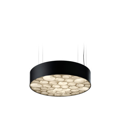 Spiro Suspension Light - Medium - DIMTRIAC LED - Matte Black Outer - Ivory White Shade