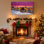 Clôture d'hiver de Noël, lumières de Noël, scène enneigée, coucher de soleil, couronne de fleurs, ensemble de 3 impressions sur toile-1586686128