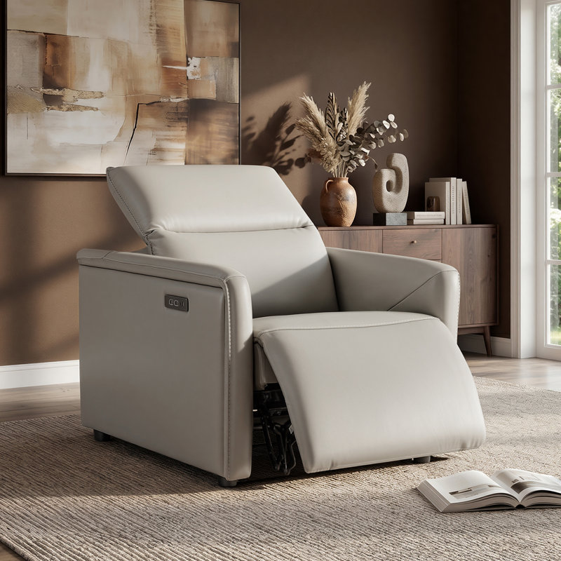 30.3'' Power Recliner with Zero Wall Design, Dual Motors and Power Headrest, Light Gray