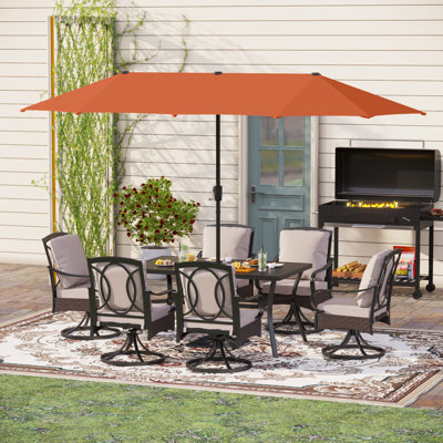 Leonard 6 - Person Patio Dining Set with Rectangular Table , Cushions Included