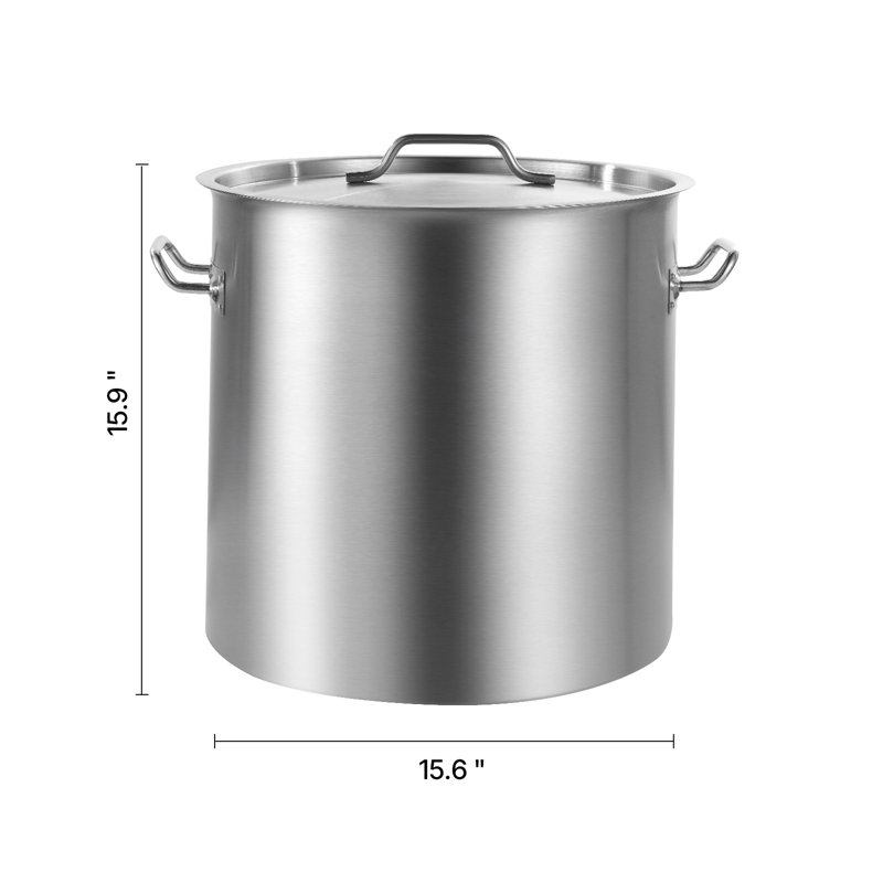 Marmite de cuisine en acier inoxydable 53QT avec poignée de couvercle