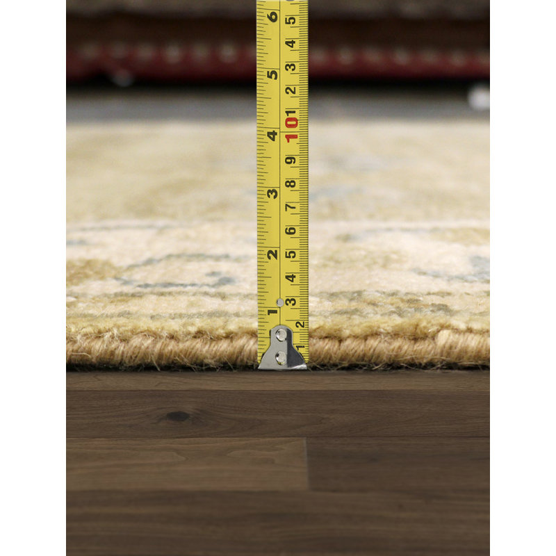 Tapis vert / beige en laine d'agneau Oushak, Tapis de couloir 2 pi 8 po x 9 pi
