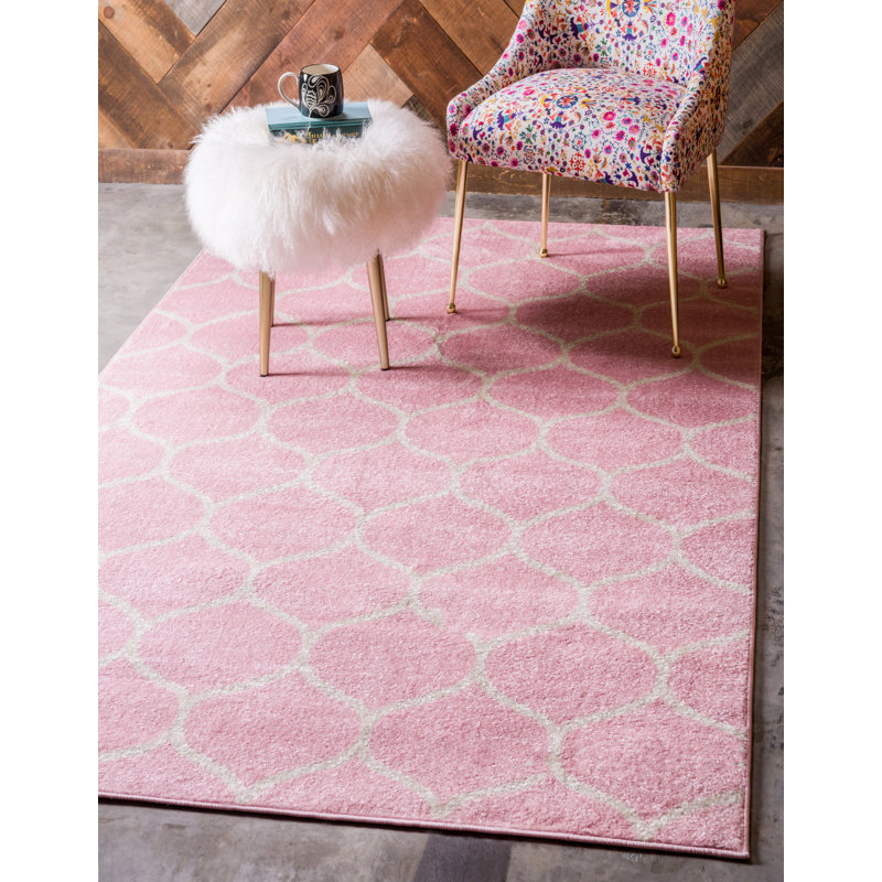 Tapis géométrique Llanet, Rectangle 10 pi x 14 pi 1 po, Rose