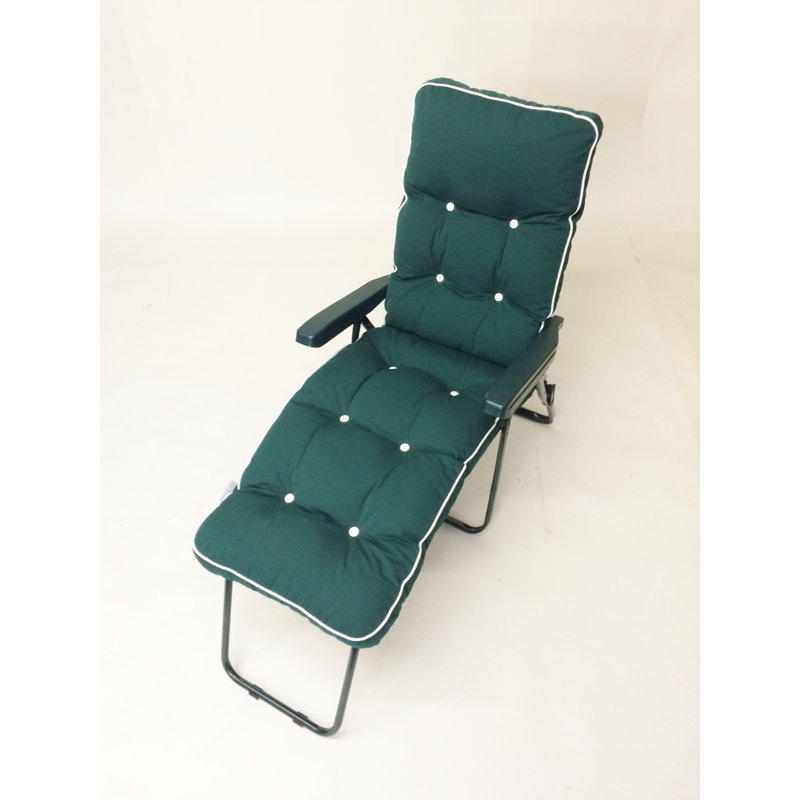 Leni 161cm Long Reclining Single Chaise with Cushions, Hunter Green
