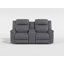 Causeuse inclinable en microfibre polie moderne et contemporaine de 75 po avec rangement central, porte-gobelets et passepoil contrastant Cloran.-1398216603