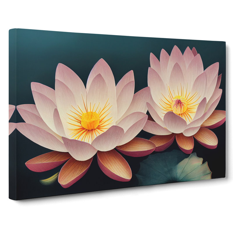 Endearing Lotus Flowers - Wrapped Canvas, 35cm H x 50cm W x 3cm D