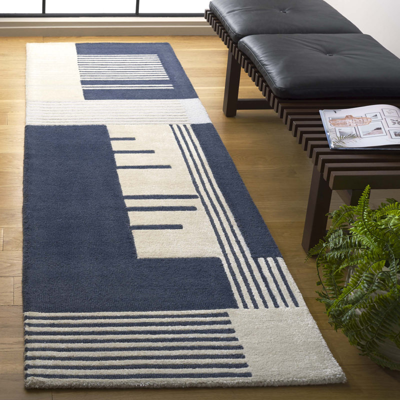 Cassulis Rodeo Drive Hand Tufted Wool Pile Geometric Rug, Runner 2'3" x 8'