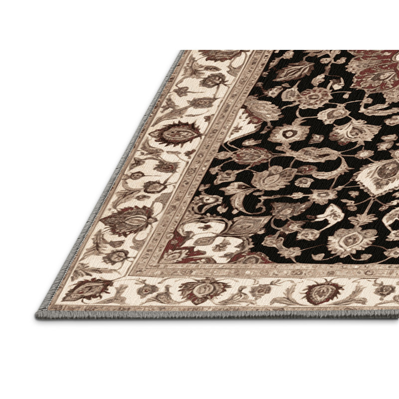 Tapis persan gris lavable à la machine, Rectangulaire 8 pi x 12 pi