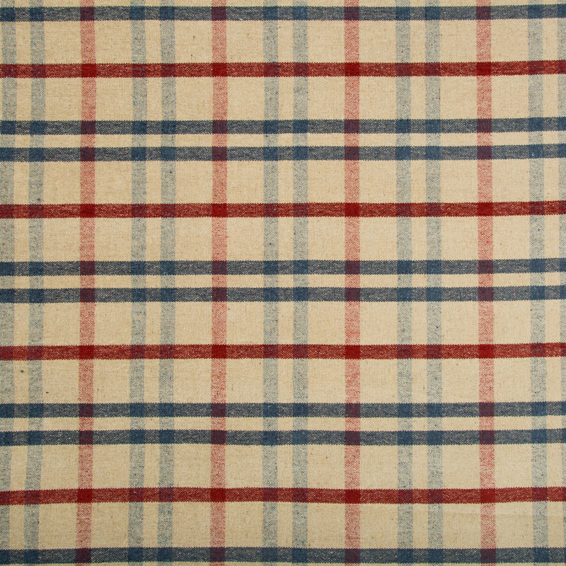 Fannin Plaid Fabric, Ruby/Navy