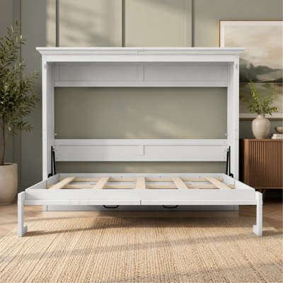 Lit escamotable double, peut être plié dans une armoire, blanc