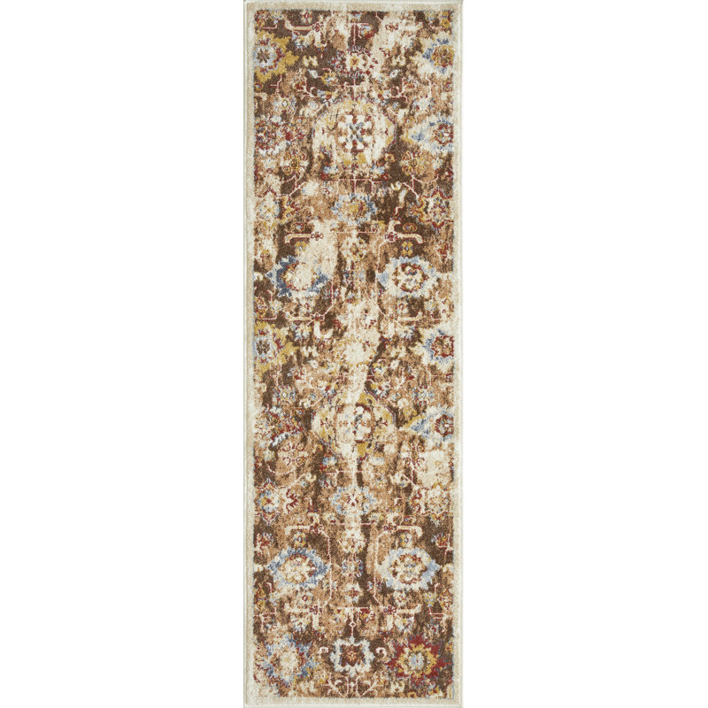Tapis d'intérieur en polypropylène tissé à la main Raashi, Tapis de couloir 2 pi x 6 pi 7 po
