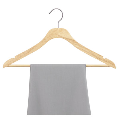 Premium Slim Wood Suit Hangers - 360-Degree Rotatable Hook - Shoulder Grooves - Natural