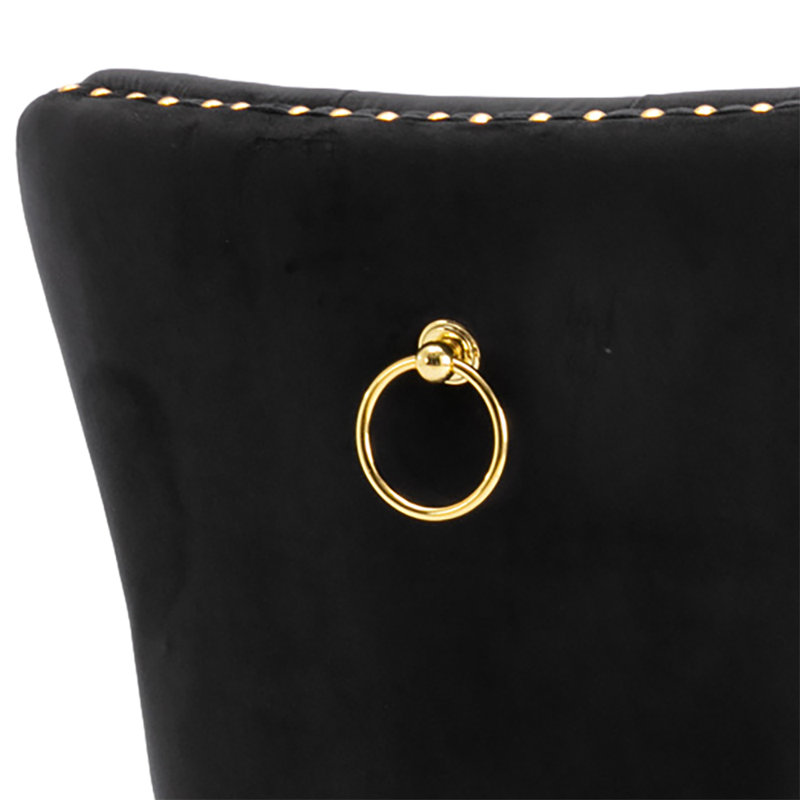 Chaise parsons rembourrée en velours touffeté Jerran, Noir, gris
