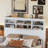 Queen Size Vintage Platform Bed,With Storage Headboard and Charging Station, White-323374644