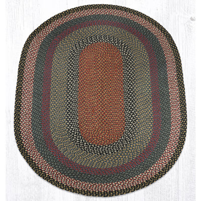  Tapis ovale tressé à la main bleu / gris / bourgogne - Accent douillet