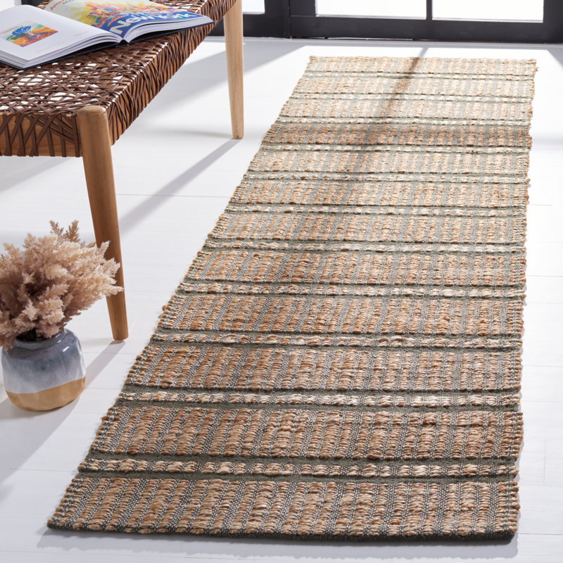Tapis olive / naturel à tissage plat Adisan, Tapis de couloir 2 pi 3 po x 8 pi