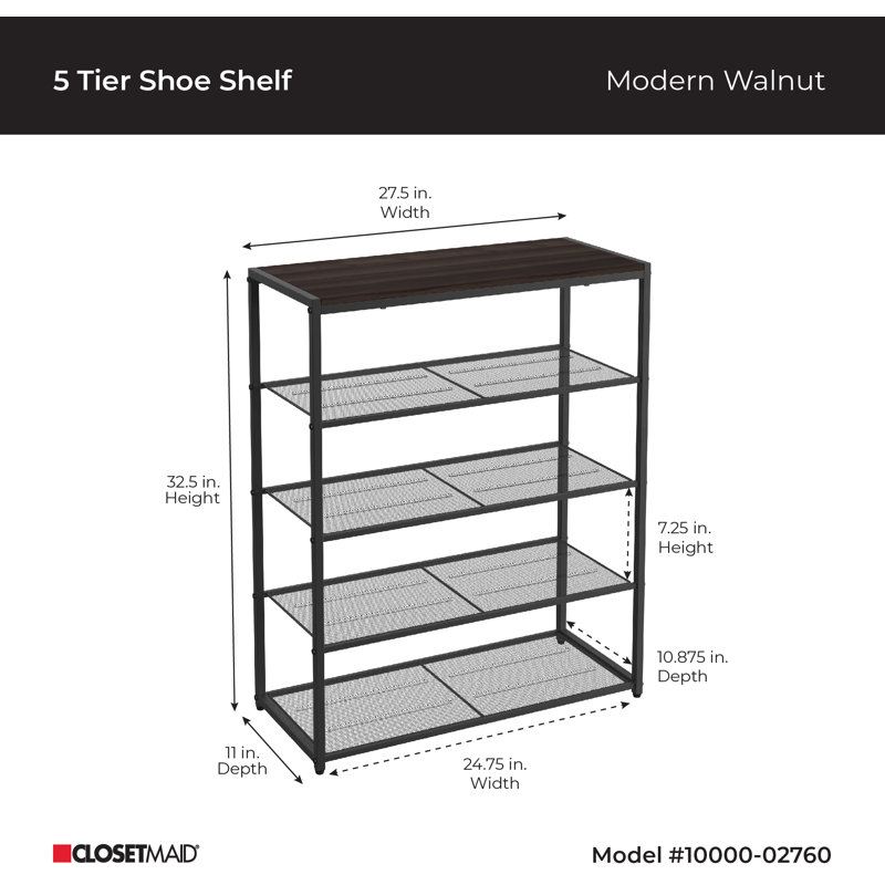 Steel Frame 5-Tier Shoe Storage Shelf