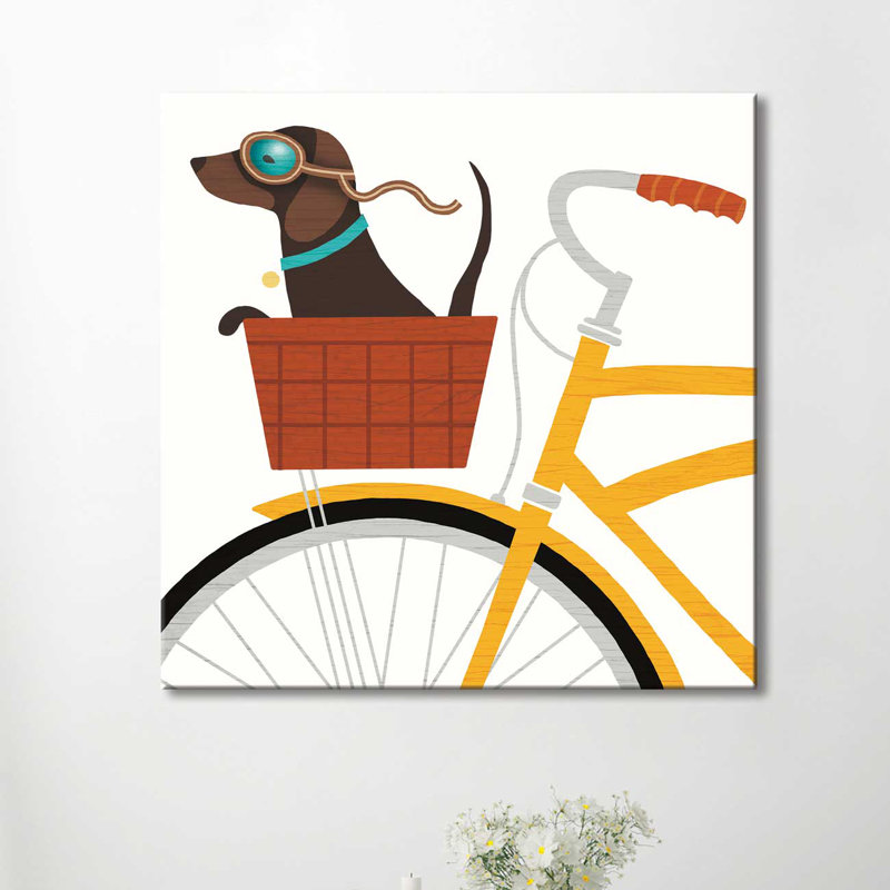 «Beach Bums Dachshund Bicycle I», impression, H 24 po x l 24 po x P 1,5 po, Toile tendue