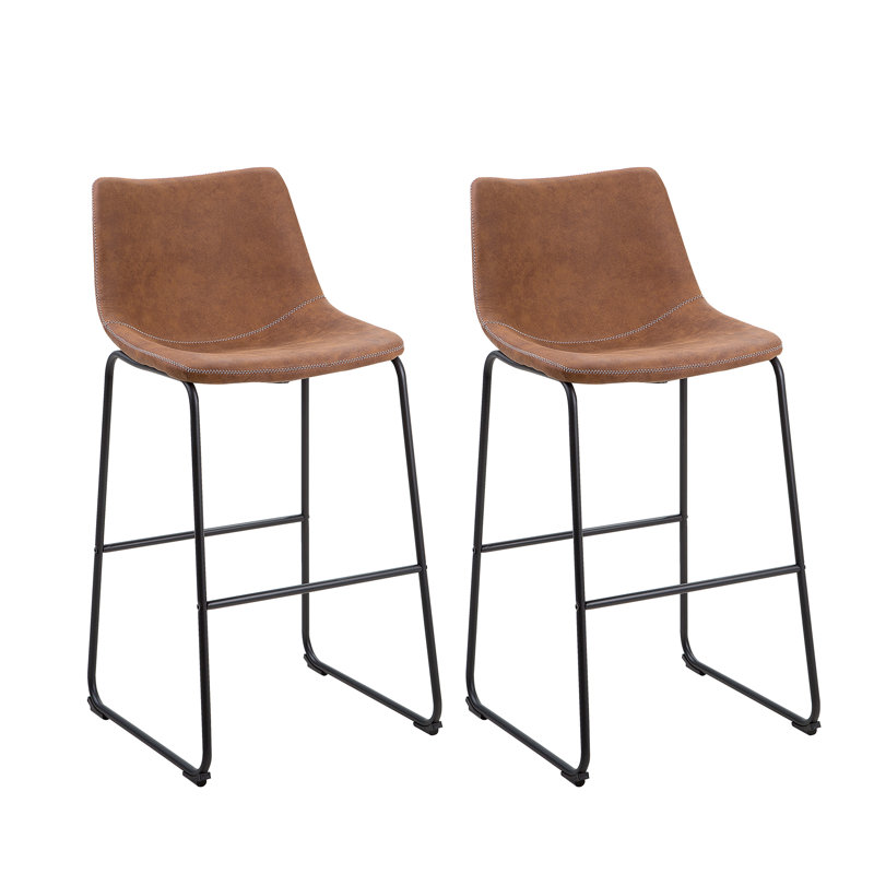 Mateyka Upholstered Counter Stool with Metal Frame, Brown