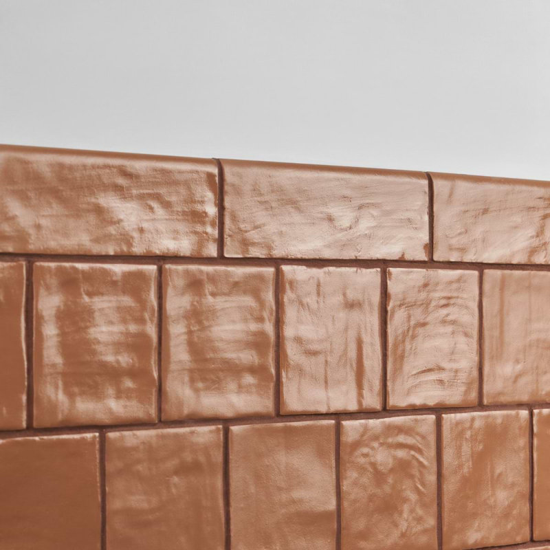 Montauk 2x8 Glazed Ceramic Bullnose Tile Trim, Terracotta