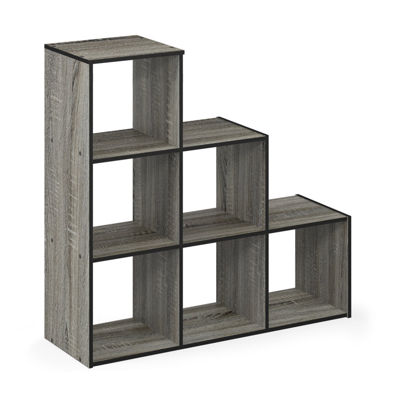 Anzalone Step Bookcase, Gray/Black