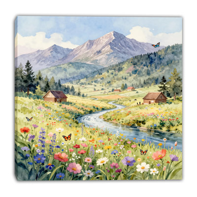 Art mural sur toile Mountain Valley Wildflowers