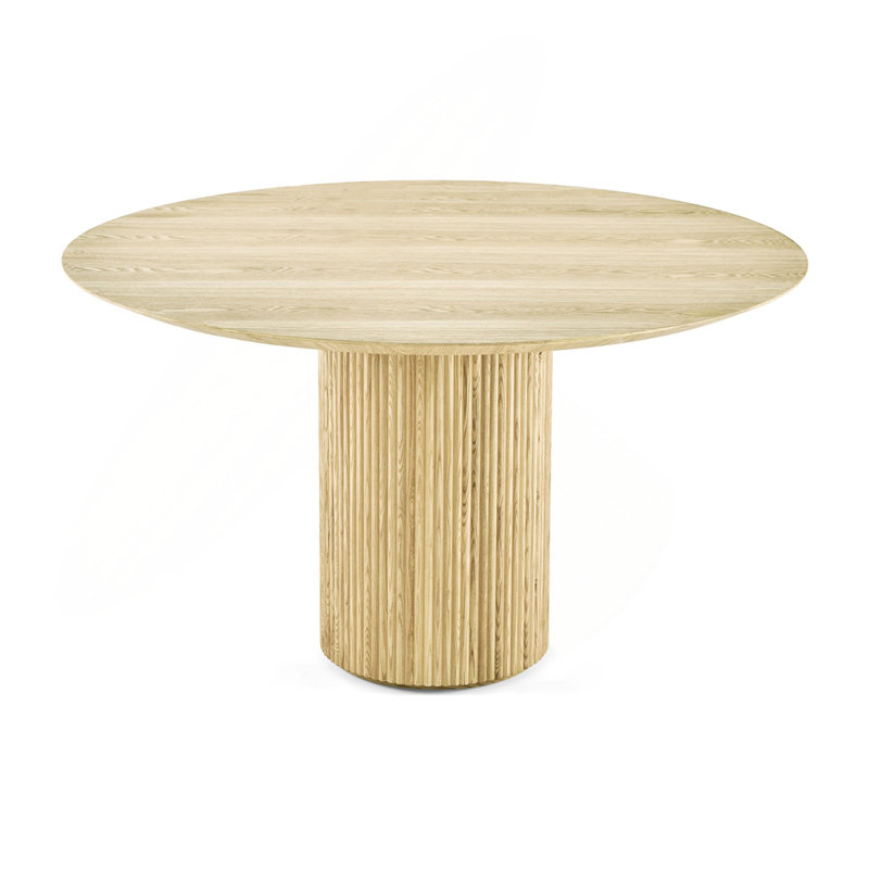 Table de salle à manger ronde en bois naturel cannelé