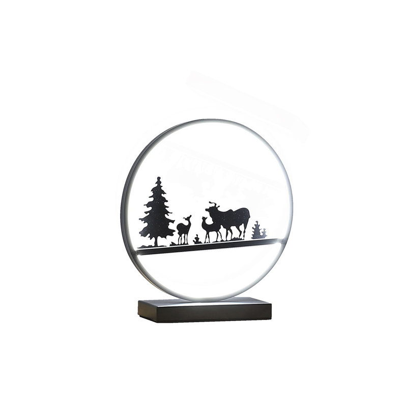 12.75" Deer Family Led Black Table Lamp