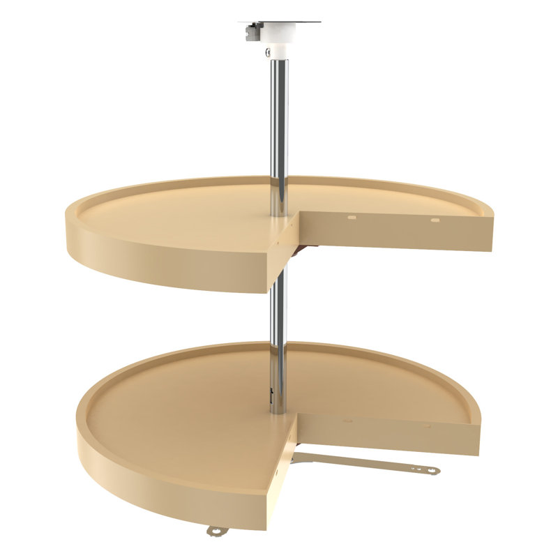 Almond Polymer 24-Inch Two-Tier Revolving Lazy Susan