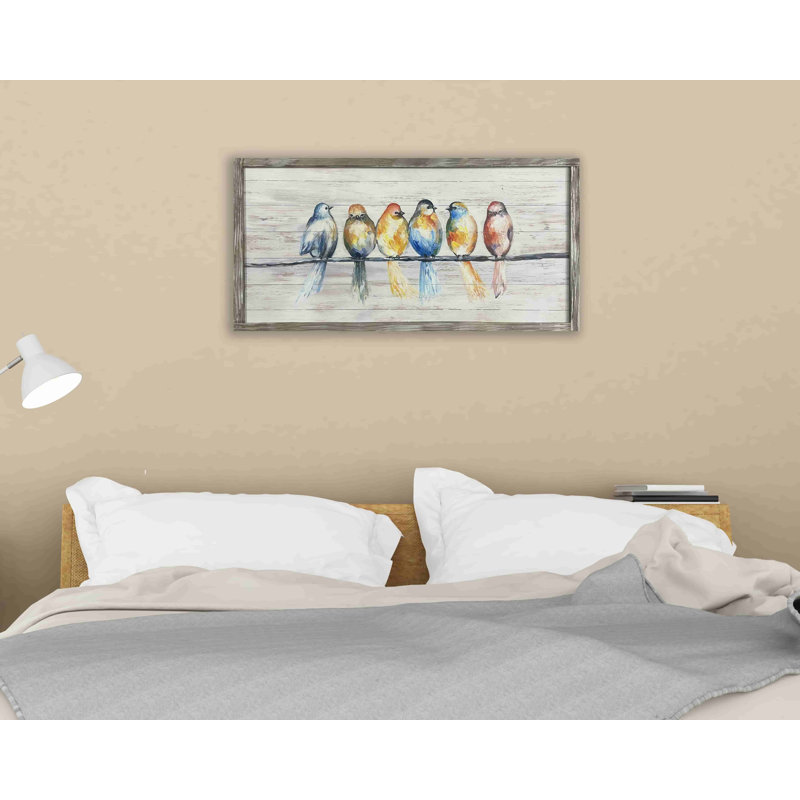 Oiseaux sur une branche - reproduction sur toile tendue, H 20 po x l 40 po x P 1,5 po
