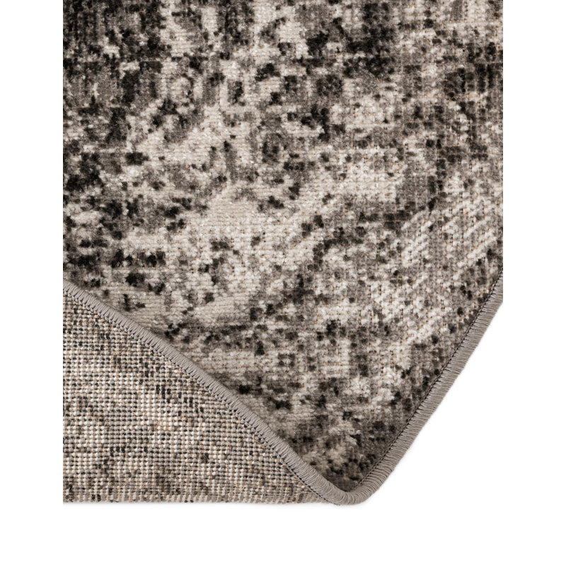 Clevinger Oriental Charcoal Area Rug, Round 6'1"