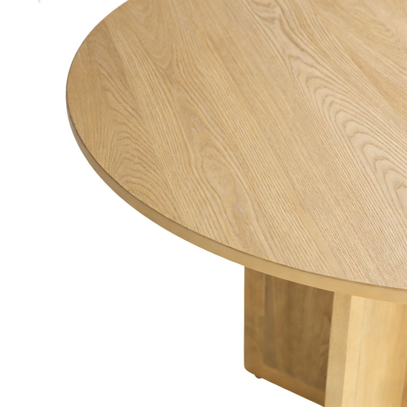 Table de salle à manger ronde en placage de chêne blanc