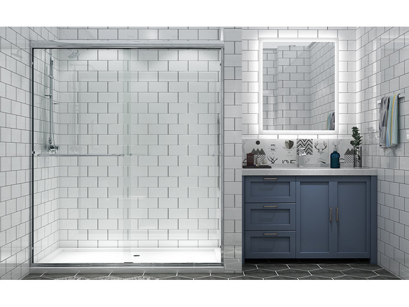 60'' Chrome Framed Sliding Shower Door with Clear Glass