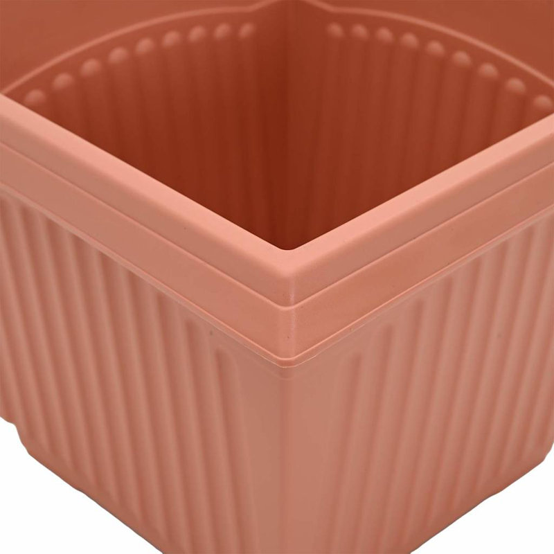  Square Flower Pot 24 Pcs  Plastic, Brick Red, 14cm H x 16cm W x 16cm D