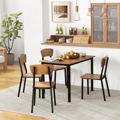 5 Piece Dining Table Set for 4, Rectangular Kitchen Table and Chairs