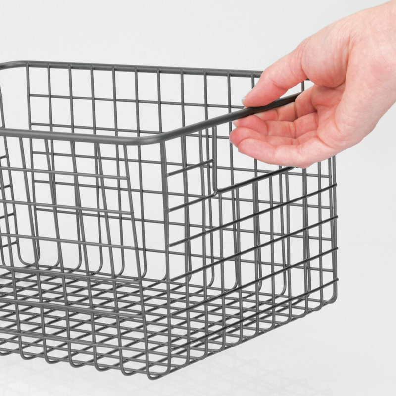 Metal Basket Set, 6" H x 9" W x 12" D, Grey