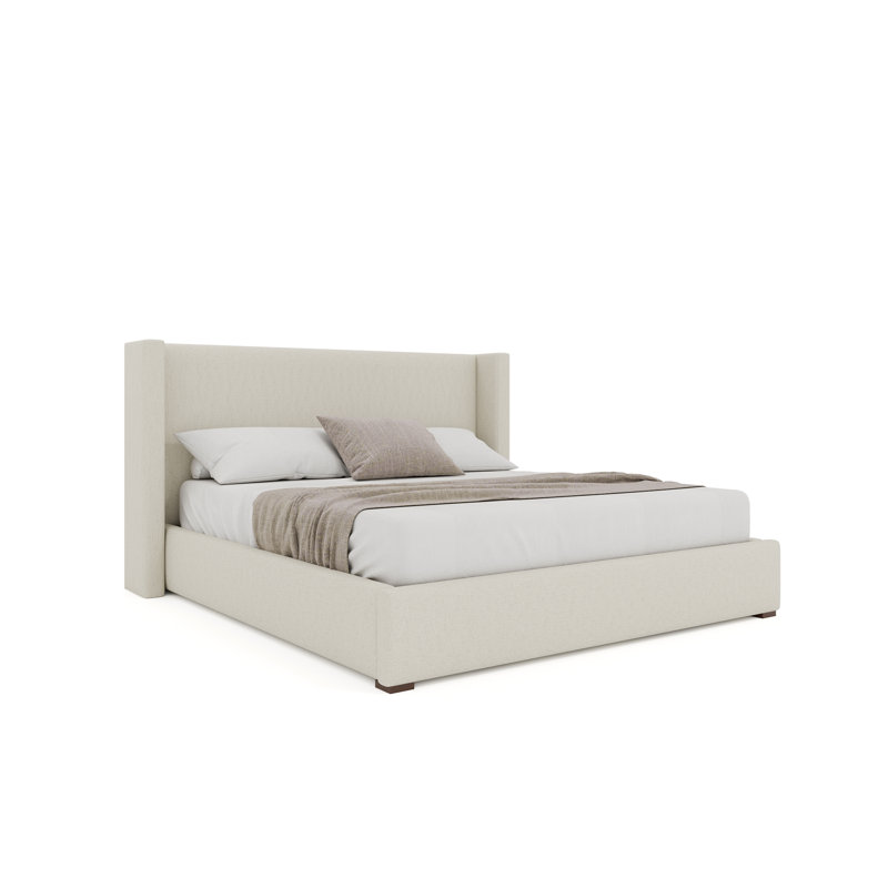 Vegan Leather Wingback Bed, King, Off White