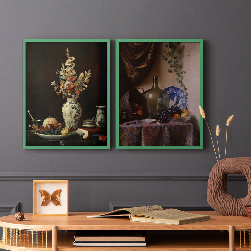«Moody Still Life I», reproduction encadrée de qualité supérieure - prête à être accrochée - aucun clou requis - aucun clou requis