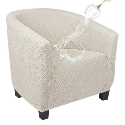 Housse imperméable pour fauteuil club Housse de tonneau extensible Housse pour fauteuil de bain en jacquard Housse pour fauteuil en spandex Housse de canapé amovible Protecteur de meuble pour fauteuil (beige)