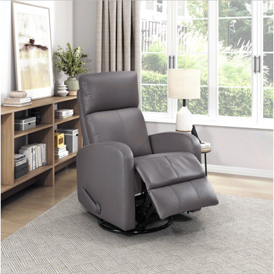 Fauteuil inclinable oscillant 1pc avec revêtement pivotant en cuir moka et meubles de salon