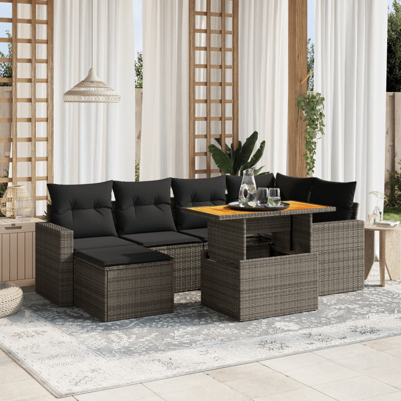 Vidaxl Patio Sofa Set Adjustable Feet Garden Sofa Set Rectangular Modern