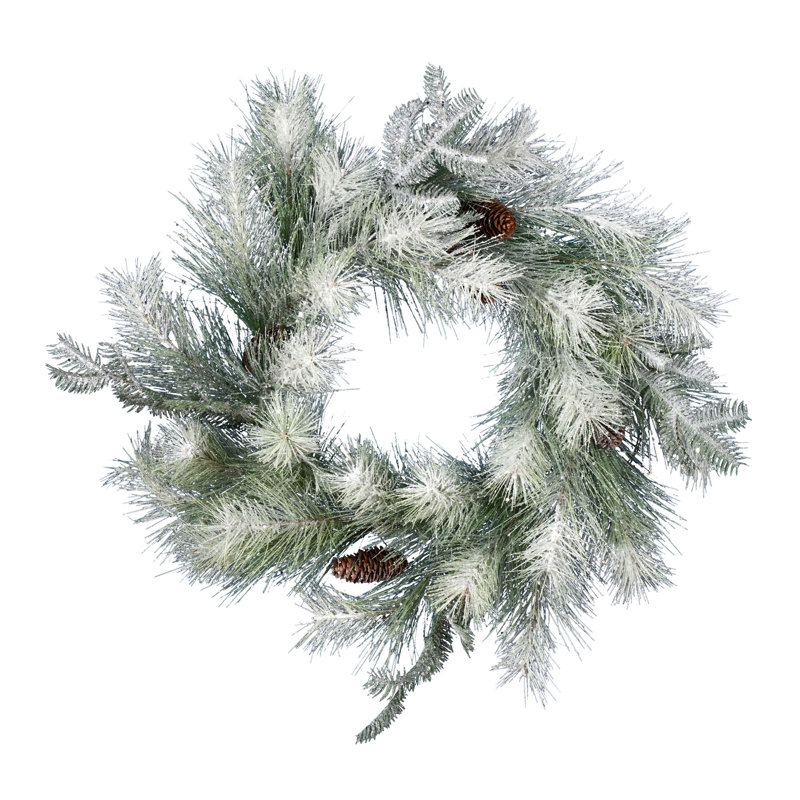 Couronne de Noël artificielle en pin givré 24 po Vickerman Ansell, non éclairée