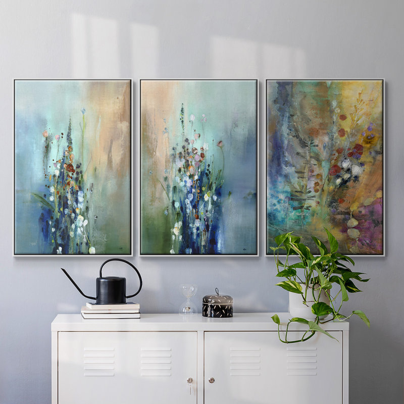 «Fall Fling», impression sur toile 3 pièces, Blanc, H 40 po x l 90 po x P 2 po