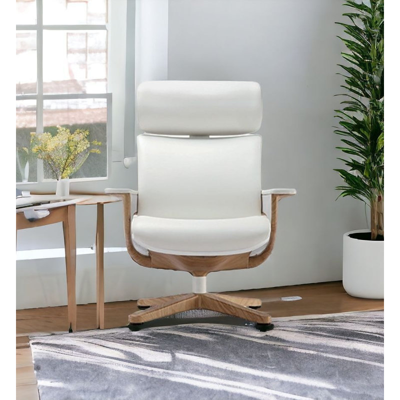 Odacia Swivel Faux Leather Executive Office Chair, White