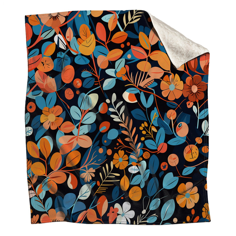 Floral Fleece Throw Blanket - Pattern Throws for Sofas or Beds, 60in W x 80in H