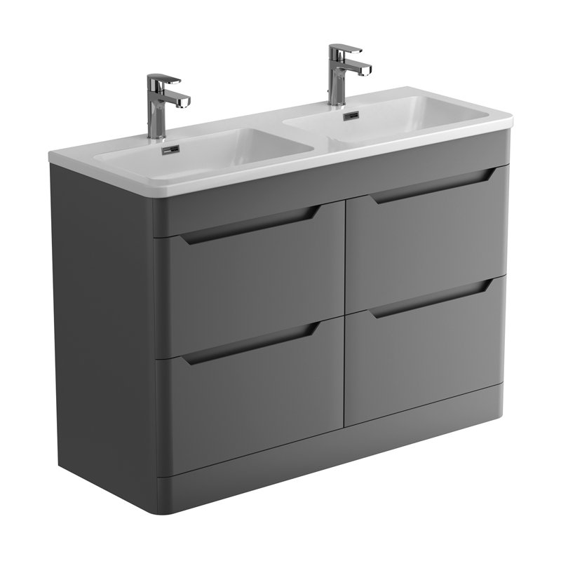 Eve 1200mm Double Bathroom Vanity with Integrated Polyglomerate Basin, Charcoal